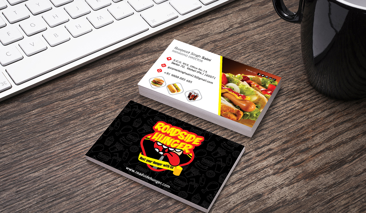 road side hunger business cards design